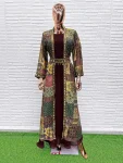 MODERN GEORGETTE PLAIN TOP WITH VICHITRA DHAGA + SEQUENCE EMBROIDERY WITH HAND WORK SHRUG BROWN