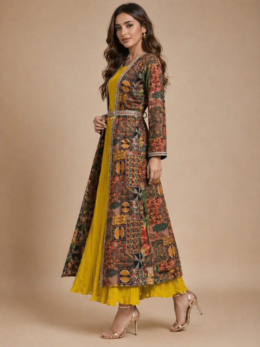 MODERN GEORGETTE PLAIN TOP WITH VICHITRA DHAGA + SEQUENCE EMBROIDERY WITH HAND WORK SHRUG FESTIVE WEAR WHOLESALE PRICE ETHNIC GARMENT (3)