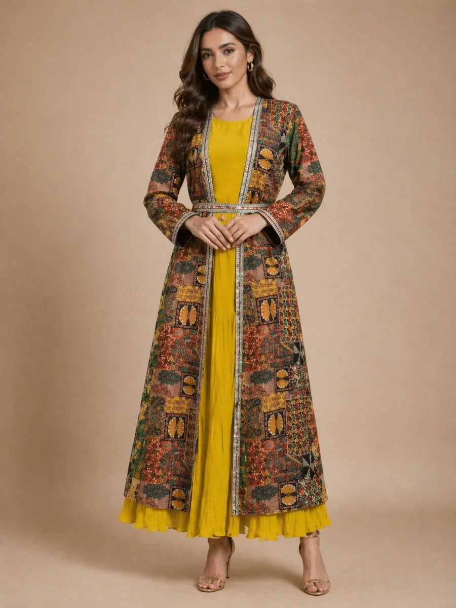 MODERN GEORGETTE PLAIN TOP WITH VICHITRA DHAGA + SEQUENCE EMBROIDERY WITH HAND WORK SHRUG FESTIVE WEAR WHOLESALE PRICE ETHNIC GARMENT (4)