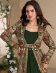 MODERN GEORGETTE PLAIN TOP WITH VICHITRA DHAGA + SEQUENCE EMBROIDERY WITH HAND WORK SHRUG FESTIVE WEAR WHOLESALE PRICE ETHNIC GARMENT (5)