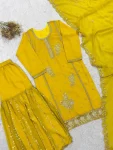MODERN GEORGETTE SEQUENCE EMBROIDERY BEADS WORK TOP SHARARA WITH DUPATTA FESTIVE WEAR WHOLESALE PRICE ETHNIC GARMENT (9)