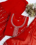 MODERN GEORGETTE SEQUENCE EMBROIDERY BEADS WORK TOP SHARARA WITH DUPATTA WEDDING WEAR WHOLESALE PRICE ETHNIC GARMENT (2)