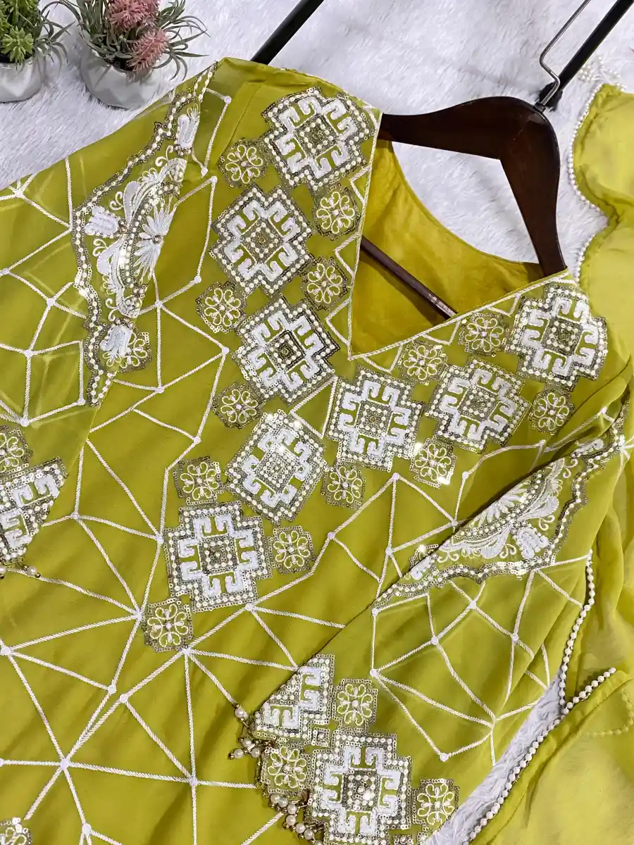 MODERN GEORGETTE SEQUENCE EMBROIDERY WORK TOP PALAZZO WITH DUPATTA FESTIVE WEAR WHOLESALE PRICE ETHNIC GARMENT (4)