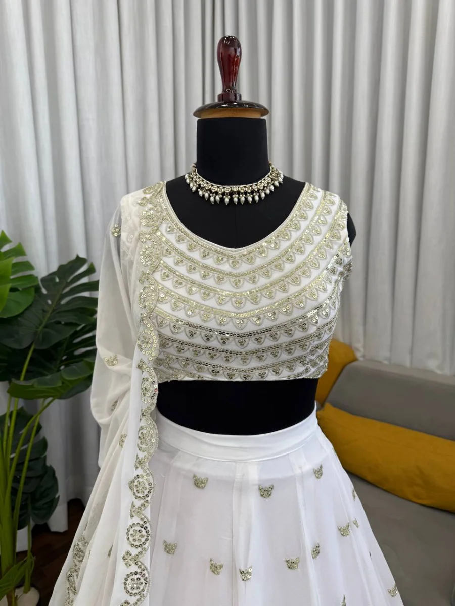 MODERN GEORGETTE THREAD WITH SEQUENCE WORK LEHENGA CHOLI WITH DUPATTA WEDDING WEAR WHOLESALE PRICE ETHNIC GARMENT (13)