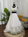 MODERN GEORGETTE THREAD WITH SEQUENCE WORK LEHENGA CHOLI WITH DUPATTA WEDDING WEAR WHOLESALE PRICE ETHNIC GARMENT (9)