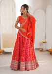 MODERN GEORGETTE THREAD WITH SEQUENCE WORK LEHENGA CHOLI WITH DUPATTA ORANGE
