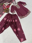 MODERN JAPAN SATIN EMBROIDERY SEQUENCE WORK TOP PATIYALA WITH DUPATTA FESTIVE WEAR WHOLESALE PRICE ETHNIC GARMENT (7)