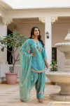 MODERN JAPAN SATIN EMBROIDERY SEQUENCE WORK TOP PATIYALA WITH DUPATTA FESTIVE WEAR WHOLESALE PRICE ETHNIC GARMENT (2)