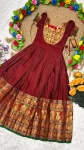 MODERN KANJIVARAM SILK JACQUARD WORK KID’S GOWN FESTIVE WEAR WHOLESALE PRICE ETHNIC GARMENT (6)