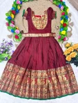 MODERN KANJIVARAM SILK JACQUARD WORK KID’S GOWN FESTIVE WEAR WHOLESALE PRICE ETHNIC GARMENT (6)