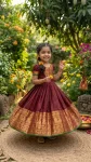 MODERN KANJIVARAM SILK JACQUARD WORK KID’S GOWN FESTIVE WEAR WHOLESALE PRICE ETHNIC GARMENT (6)