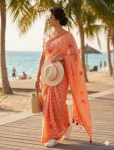 MODERN LINEN COTTON DIGITAL PRINT WITH TASSELS WORK SAREE WITH UNSTITCHED BLOUSE FESTIVE WEAR WHOLESALE PRICE ETHNIC GARMENT (17)