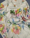 MODERN LINEN TISSUE SILK FLORAL PRINT WORK SAREE WITH UNSTITCHED BLOUSE FESTIVE WEAR WHOLESALE PRICE ETHNIC GARMENT (6)