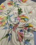 MODERN LINEN TISSUE SILK FLORAL PRINT WORK SAREE WITH UNSTITCHED BLOUSE FESTIVE WEAR WHOLESALE PRICE ETHNIC GARMENT (6)