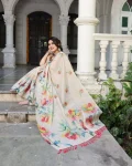MODERN LINEN TISSUE SILK FLORAL PRINT WORK SAREE WITH UNSTITCHED BLOUSE FESTIVE WEAR WHOLESALE PRICE ETHNIC GARMENT (6)