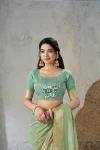 MODERN LINENE COTTON SILK GOLD ZARI AND SELF DESIGN WORK SAREE WITH UNSTITCHED BLOUSE FESTIVE WEAR WHOLESALE PRICE ETHNIC GARMENT (22)