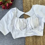 MODERN MALAI SATIN PLAIN STITCHED BLOUSE WHITE