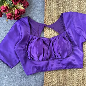 MODERN MALAI SATIN PLAIN STITCHED BLOUSE PURPLE