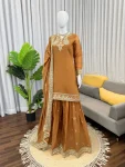 MODERN MUL CHANDERI THREAD WITH SEQUENCE WORK TOP PALAZZO WITH DUPATTA FESTIVE WEAR WHOLESALE PRICE ETHNIC GARMENT (2)