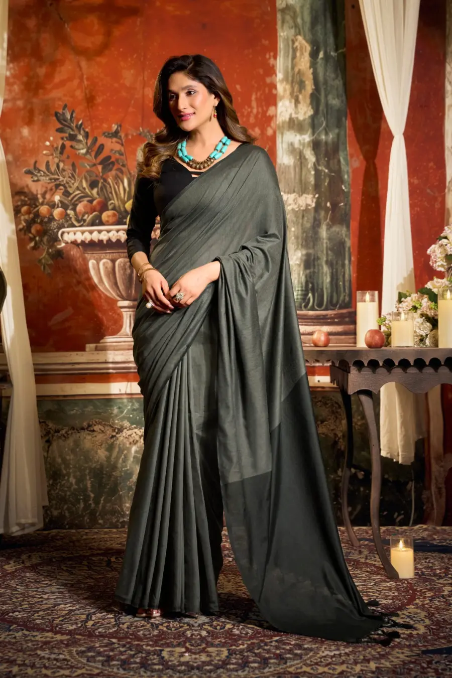 MODERN MUL COTTON CONTRAST PALLU & FANCY TASSELS WORK SAREE WITH UNSTITCHED BLOUSE FESTIVE WEAR WHOLESALE PRICE ETHNIC GARMENT (16)