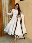 MODERN NC VICHITRA SILK SEQUENCE AND EMBROIDERY WORK GOWN BOTTOM WITH DUPATTA BLACK AND WHITE