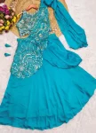 MODERN RANGOLI SILK MULTI THREAD EMBROIDERY SEQUENCE WORK LEHENGA SAREE WITH STITCHED BLOUSE PARTY WEAR WHOLESALE PRICE ETHNIC GARMENT (4)
