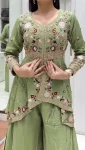 MODERN RANGOLI SILK SEQUENCE EMBROIDERY WORK TOP PALAZZO WITH DUPATTA FESTIVE WEAR WHOLESALE PRICE ETHNIC GARMENT (2)