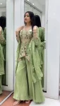 MODERN RANGOLI SILK SEQUENCE EMBROIDERY WORK TOP PALAZZO WITH DUPATTA FESTIVE WEAR WHOLESALE PRICE ETHNIC GARMENT (2)