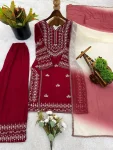 MODERN RAYON COTTON EMBROIDERY THREAD WORK TOP PALAZZO WITH DUPATTA FESTIVE WEAR WHOLESALE PRICE ETHNIC GARMENT (6)
