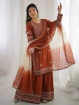 MODERN RAYON COTTON EMBROIDERY THREAD WORK TOP PALAZZO WITH DUPATTA FESTIVE WEAR WHOLESALE PRICE ETHNIC GARMENT (7)