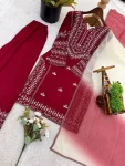 MODERN RAYON COTTON EMBROIDERY THREAD WORK TOP PALAZZO WITH DUPATTA FESTIVE WEAR WHOLESALE PRICE ETHNIC GARMENT (6)