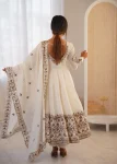 MODERN ROMAN SILK EMBROIDERY SEQUENCE WORK GOWN BOTTOM WITH DUPATTA WEDDING WEAR WHOLESALE PRICE ETHNIC GARMENT (5)