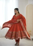 MODERN ROMAN SILK EMBROIDERY SEQUENCE WORK GOWN BOTTOM WITH DUPATTA WEDDING WEAR WHOLESALE PRICE ETHNIC GARMENT (6)