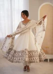 MODERN ROMAN SILK EMBROIDERY SEQUENCE WORK GOWN BOTTOM WITH DUPATTA WEDDING WEAR WHOLESALE PRICE ETHNIC GARMENT (5)