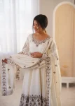 MODERN ROMAN SILK EMBROIDERY SEQUENCE WORK GOWN BOTTOM WITH DUPATTA WEDDING WEAR WHOLESALE PRICE ETHNIC GARMENT (5)