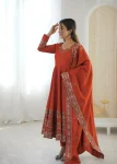 MODERN ROMAN SILK EMBROIDERY SEQUENCE WORK GOWN BOTTOM WITH DUPATTA WEDDING WEAR WHOLESALE PRICE ETHNIC GARMENT (6)