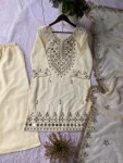 MODERN ROSE GOLD REAL MIRROR WITH EMBROIDERY WORK TOP PALAZZO WITH DUPATTA FESTIVE WEAR WHOLESALE PRICE ETHNIC GARMENT (2)