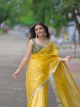 MODERN SATIN SILK PLAIN WITH EMBROIDERY WORK OF JARI DORI WITH REAL MIRROR WORK LACE BORDER SAREE WITH STITCHED BLOUSE PARTY WEAR WHOLESALE PRICE ETHNIC GARMENT (8)