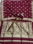 MODERN SILK FLOWERS AND MINA & ZARI WEAVING BORDER WORK SAREE WITH UNSTITCHED BLOUSE FESTIVE WEAR WHOLESALE PRICE ETHNIC GARMENT (2)