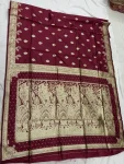 MODERN SILK FLOWERS AND MINA & ZARI WEAVING BORDER WORK SAREE WITH UNSTITCHED BLOUSE FESTIVE WEAR WHOLESALE PRICE ETHNIC GARMENT (2)
