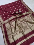 MODERN SILK FLOWERS AND MINA & ZARI WEAVING BORDER WORK SAREE WITH UNSTITCHED BLOUSE FESTIVE WEAR WHOLESALE PRICE ETHNIC GARMENT (2)