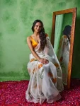 MODERN TABBY SILK FLORAL PRINT WITH BEADS AND CUTDANA HANDWORK SAREE WITH UNSTITCHED BLOUSE PARTY WEAR WHOLESALE PRICE ETHNIC GARMENT (2)