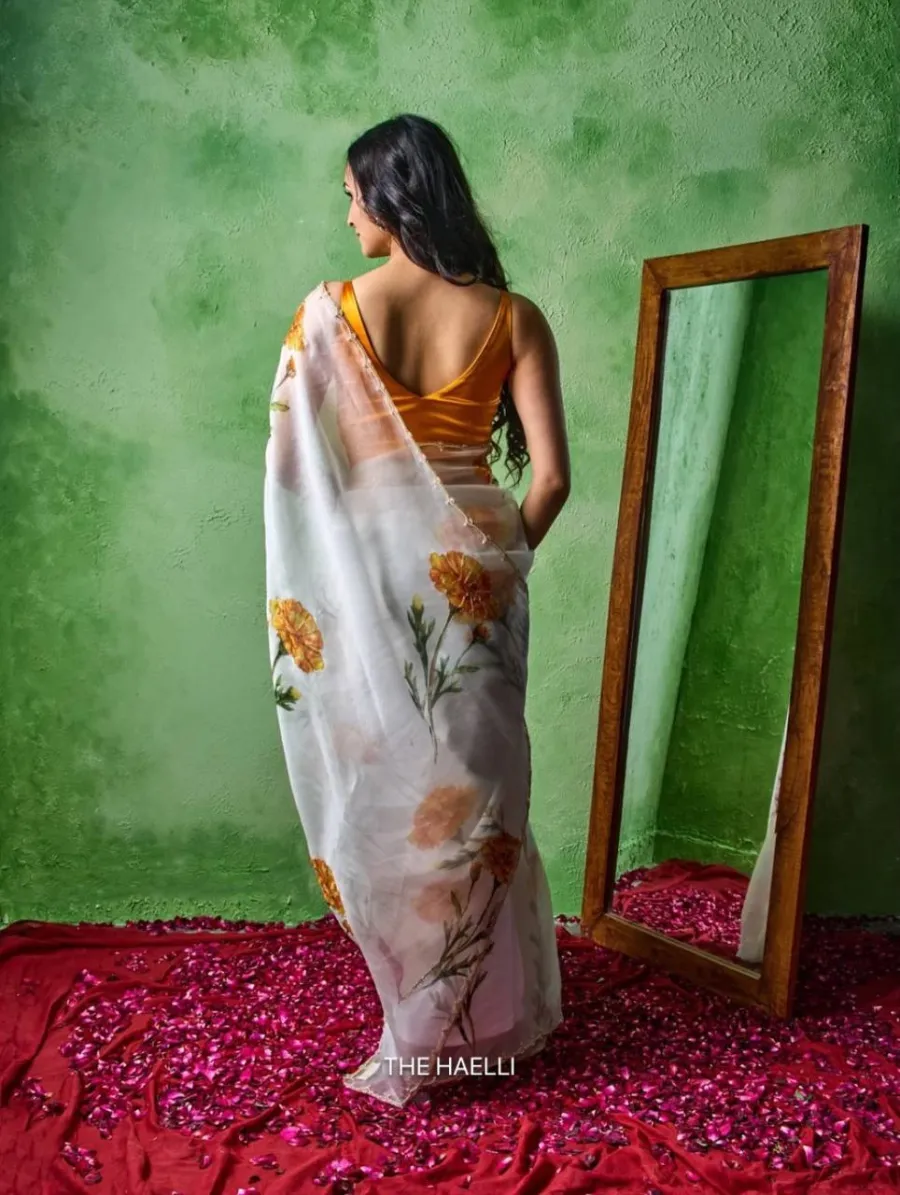 MODERN TABBY SILK FLORAL PRINT WITH BEADS AND CUTDANA HANDWORK SAREE WITH UNSTITCHED BLOUSE PARTY WEAR WHOLESALE PRICE ETHNIC GARMENT (8)
