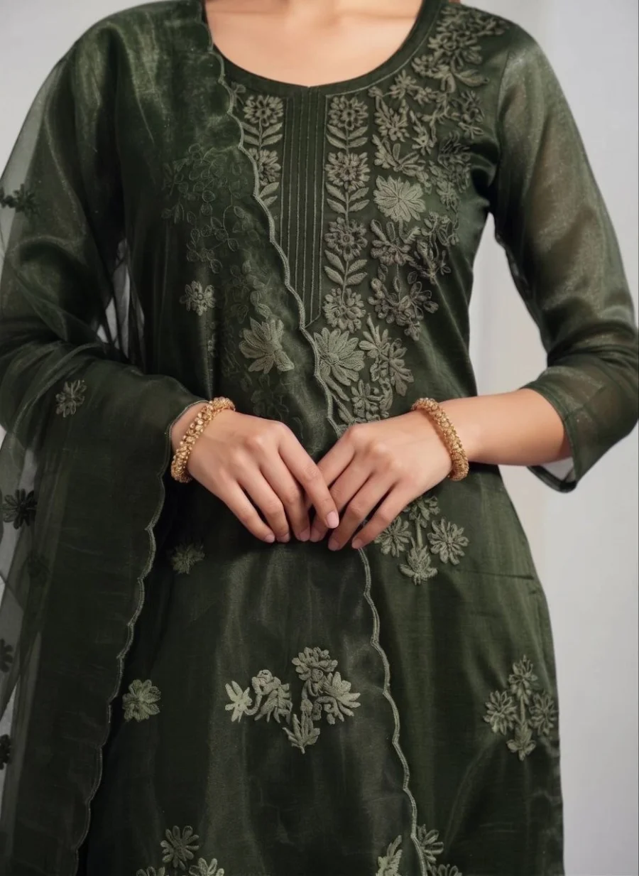 MODERN TWILL COTTON EMBROIDERY WORK TOP BOTTOM WITH DUPATTA FESTIVE WEAR WHOLESALE PRICE ETHNIC GARMENT (2)