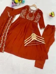MODERN VICHITRA SILK EMBROIDERY WORK TOP BOTTOM WITH DUPATTA FESTIVE WEAR WHOLESALE PRICE ETHNIC GARMENT (6)