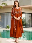 MODERN VICHITRA SILK EMBROIDERY WORK TOP BOTTOM WITH DUPATTA FESTIVE WEAR WHOLESALE PRICE ETHNIC GARMENT (6)