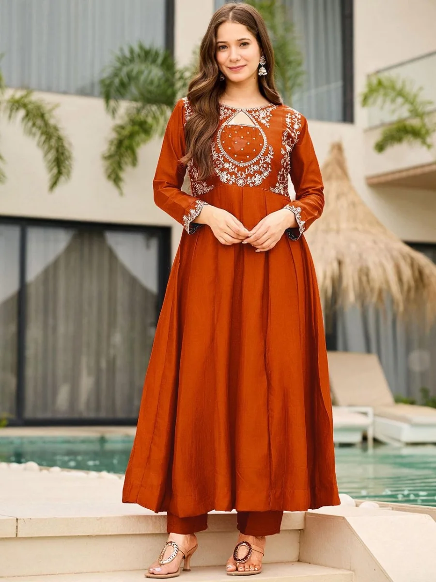 MODERN VICHITRA SILK EMBROIDERY WORK TOP BOTTOM WITH DUPATTA FESTIVE WEAR WHOLESALE PRICE ETHNIC GARMENT (8)