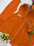 MODERN VICHITRA SILK SEQUENCE CODING EMBROIDERY WORK GOWN BOTTOM WITH DUPATTA FESTIVE WEAR WHOLESALE PRICE ETHNIC GARMENT (6)