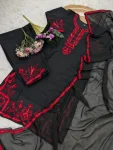 MOST PICKED GEORGETTE EMBROIDERY WORK TOP BOTTOM WITH DUPATTA CASUAL WEAR WHOLESALE PRICE ETHNIC GARMENT (3)
