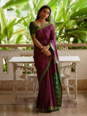 MOST PICKED LICHI SILK JACQUARD WORK SAREE WITH UNSTITCHED BLOUSE WINE